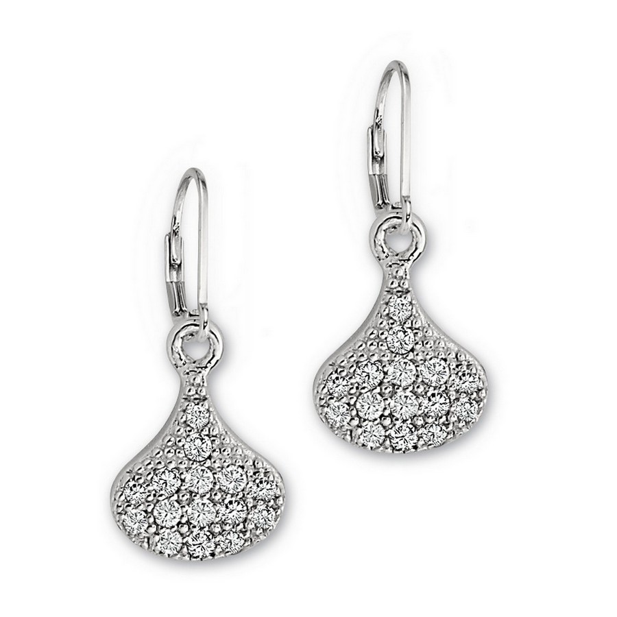 Boucles d'oreilles argent et cubiques motif pendant