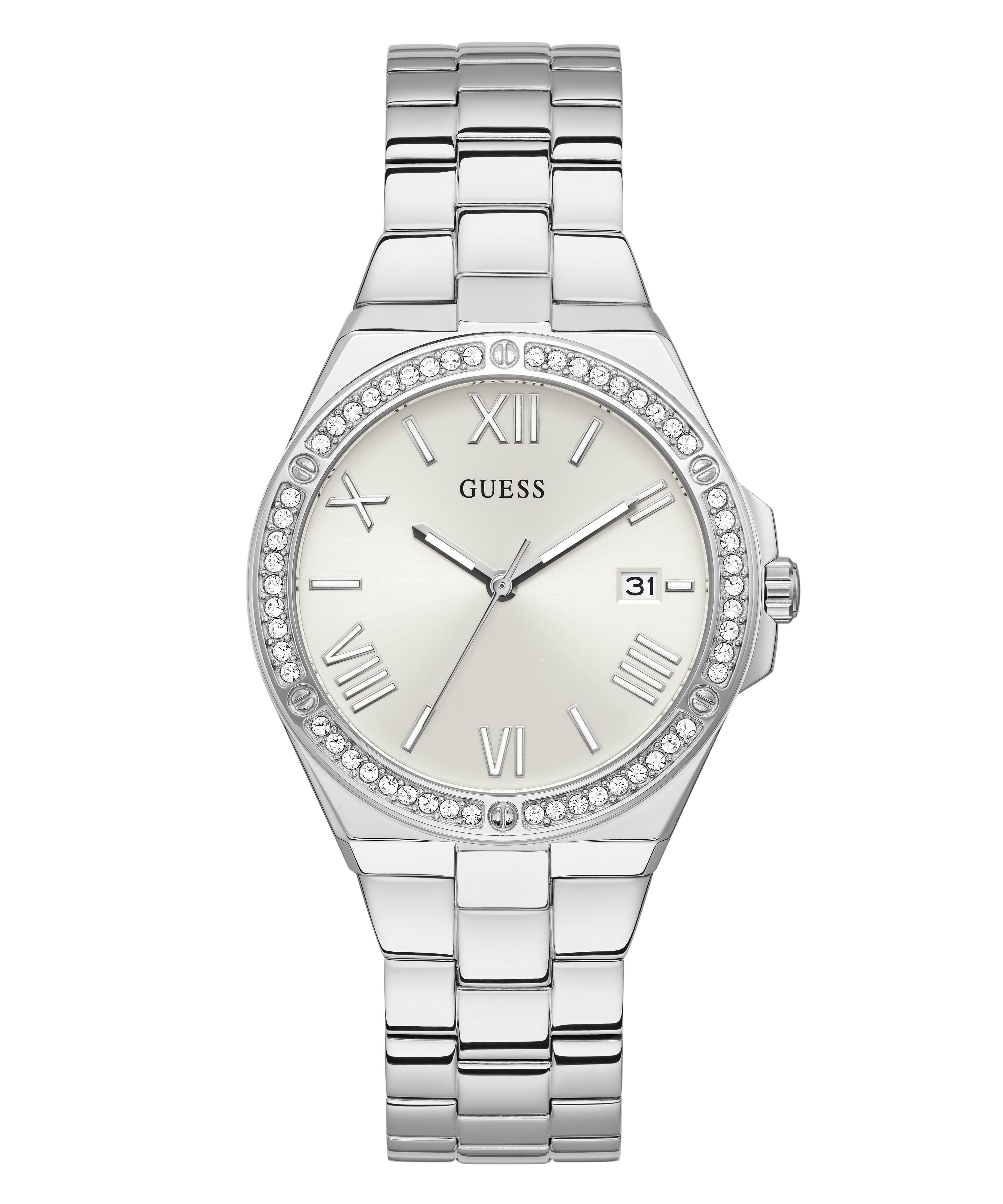 Montre dame quartz GUESS boitier et bracelet en acier