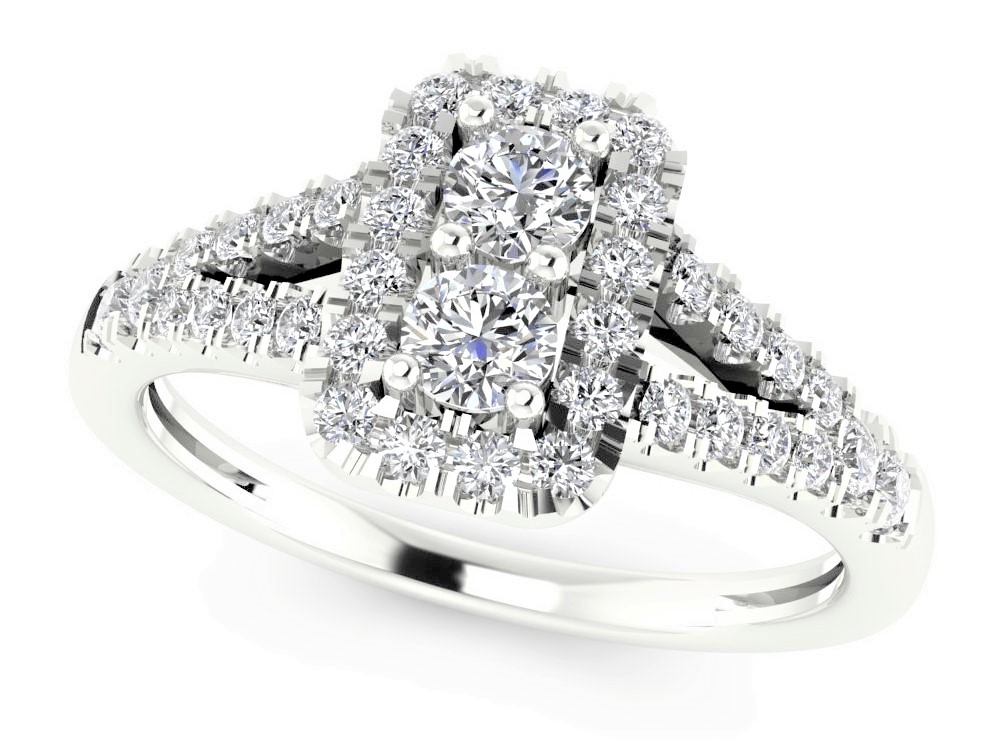 Bague or blanc 10k et diamants naturels