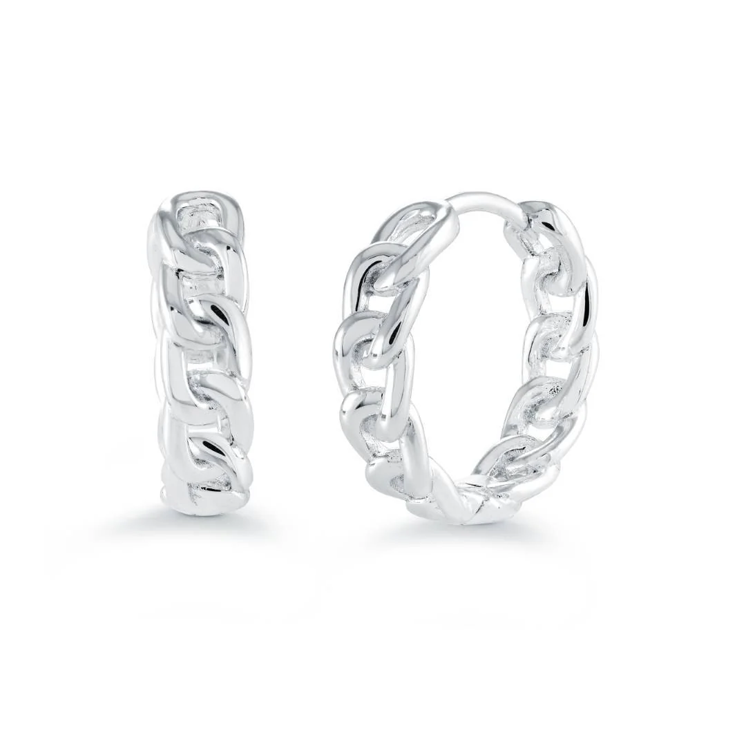 Boucles d'oreilles huggies acier motif chaîne