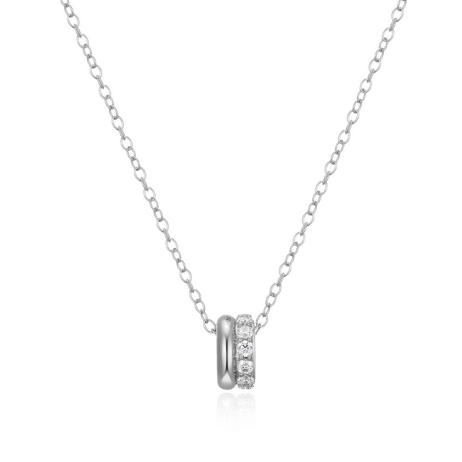 Ensemble chaîne et pendentif argent 925 avec motif double cylindre
