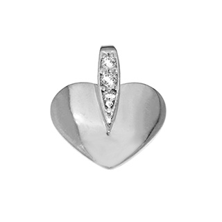Pendentif cœur or blanc 10k et cubics