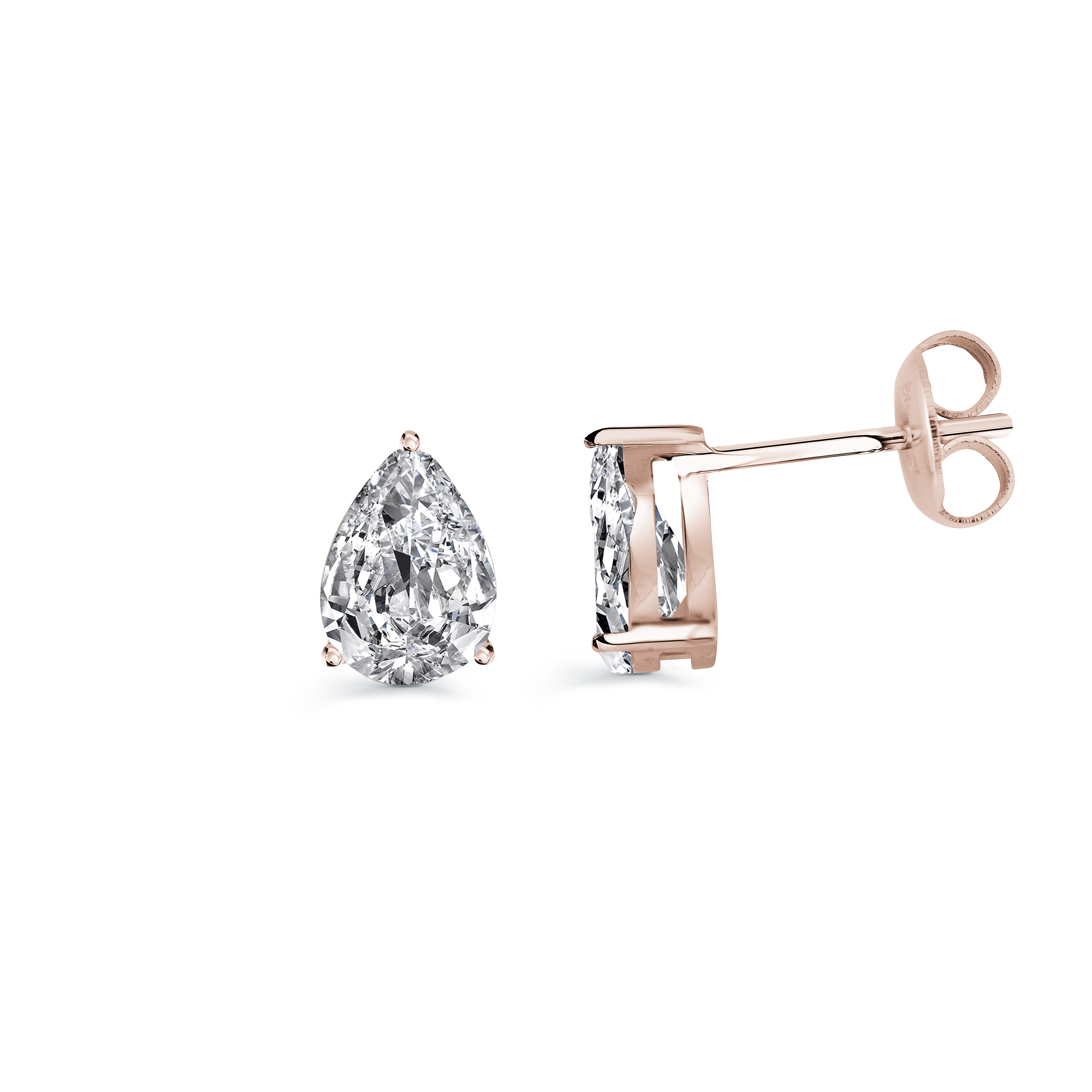 Boucles d'oreilles acier plaqué or rose et cubics poires