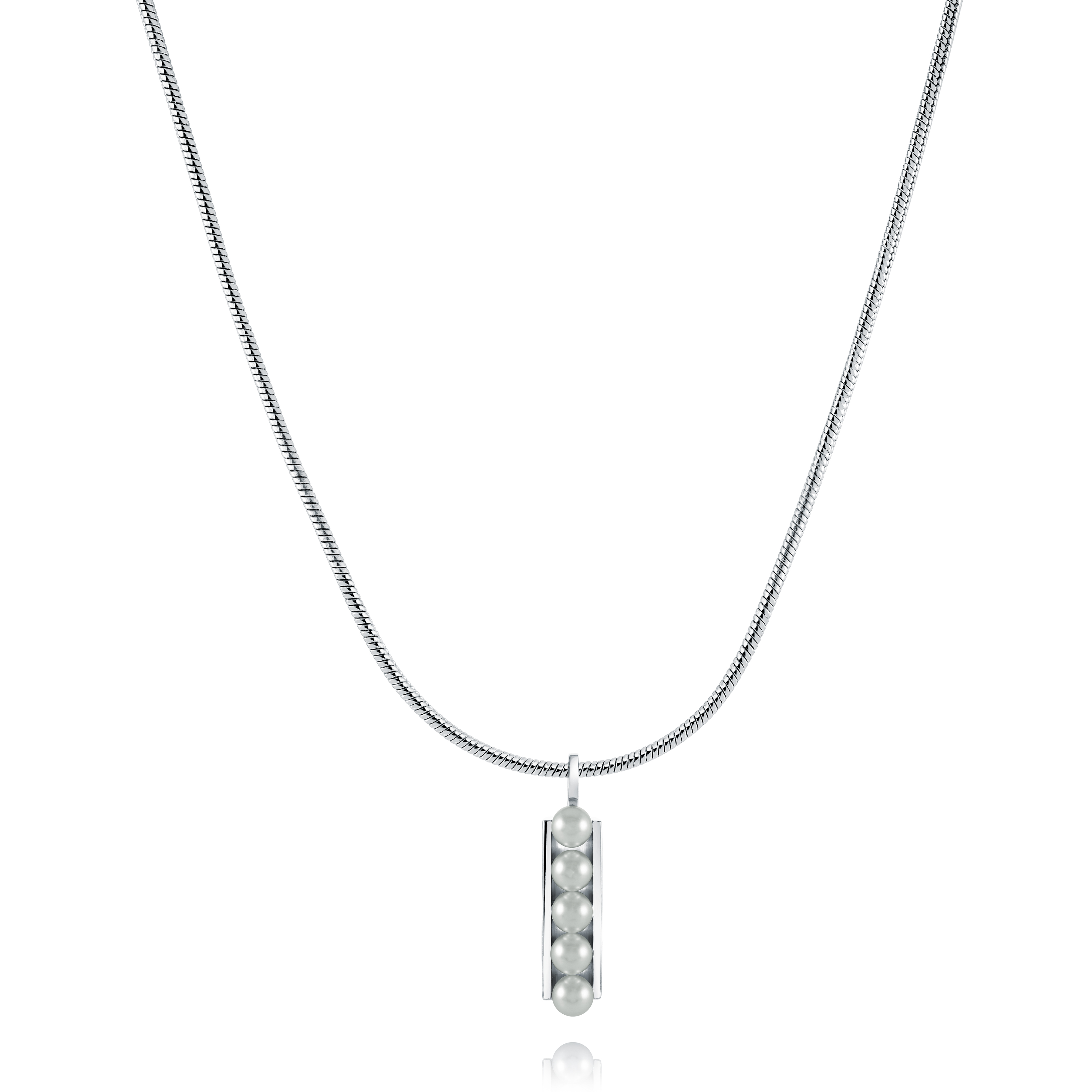 Ensemble chaîne et pendentif en acier avec cinq perles