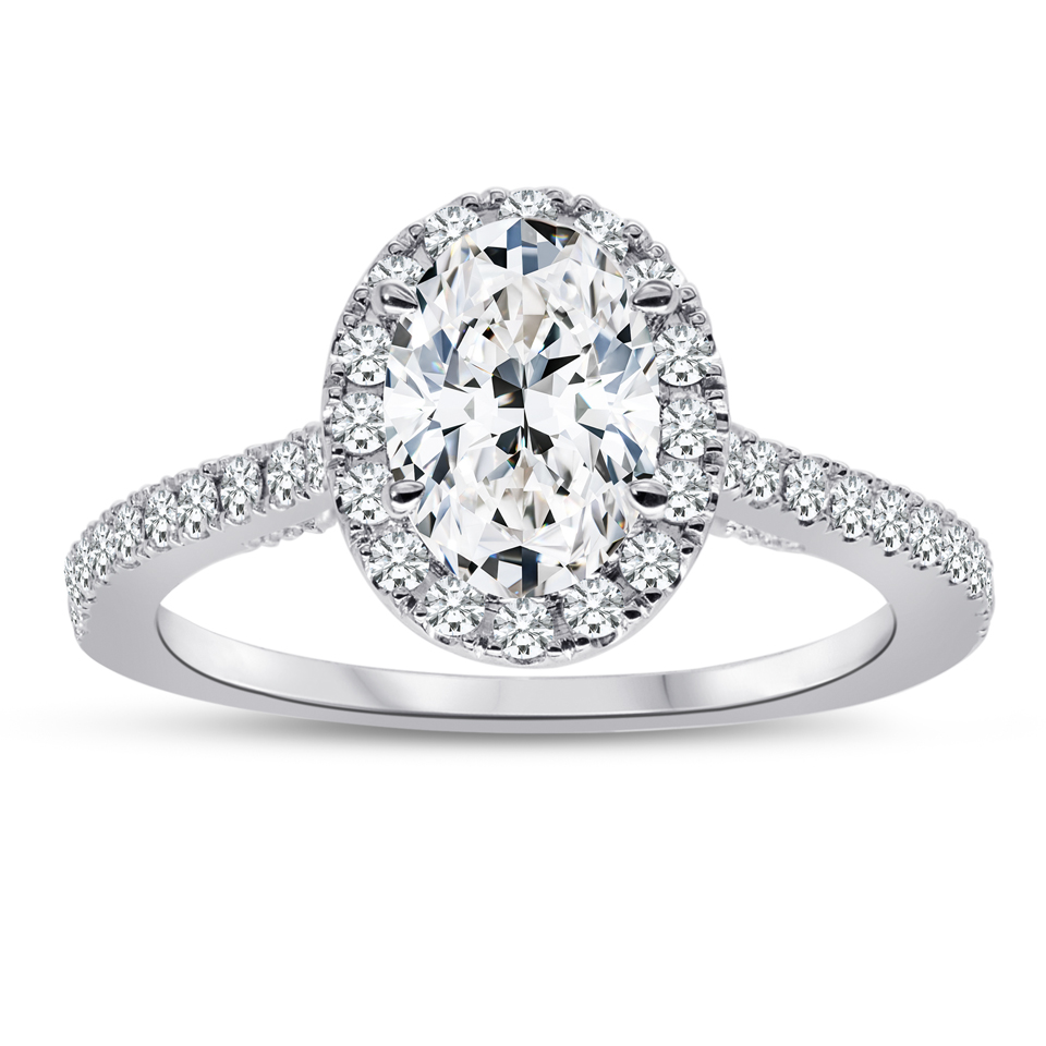 Bague or blanc 10k avec diamants de laboratoire