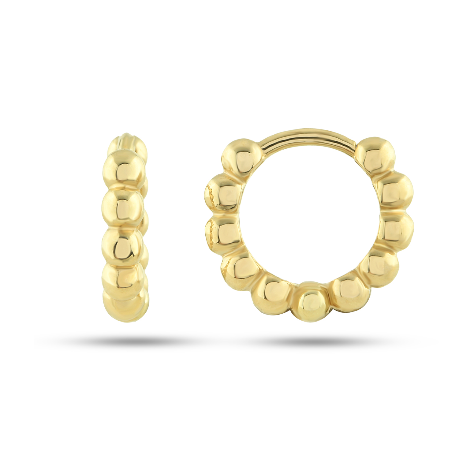 Boucles d'oreilles or jaune 10k anneaux motifs boules