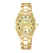 Montre dame LORUS boitier et bracelet acier doré fond avec chiffres