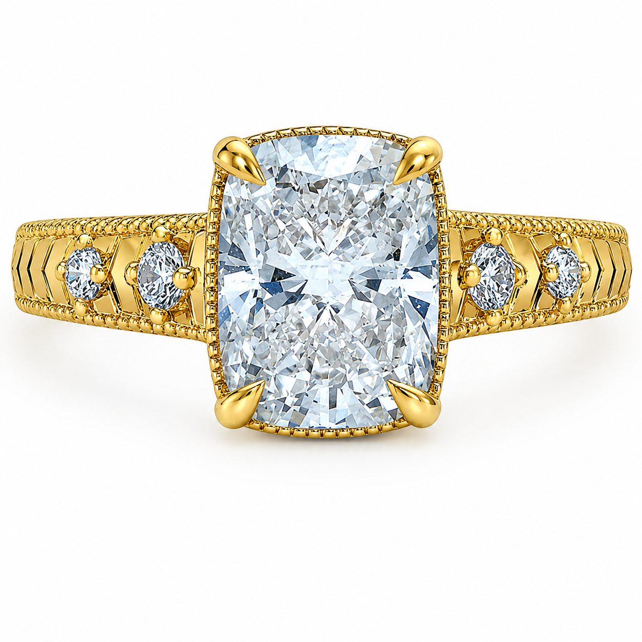 Bague or jaune 10k avec diamants de laboratoire