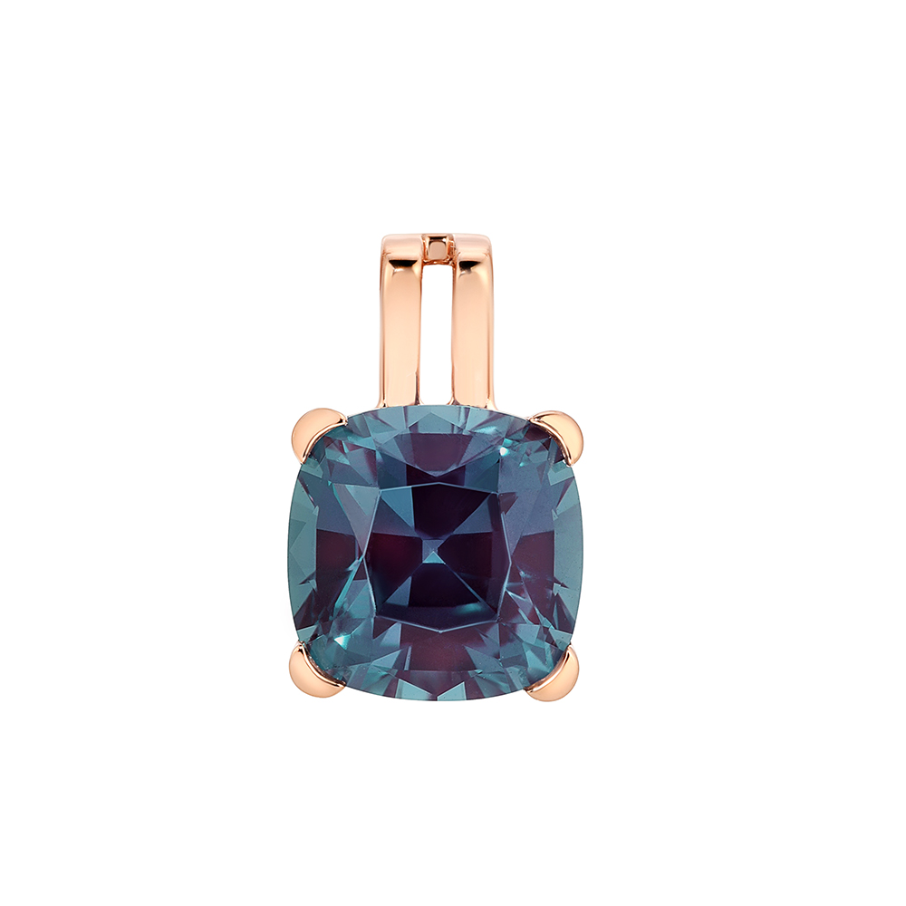 Pendentif or rose 14k avec diamants et alexandrite de laboratoire