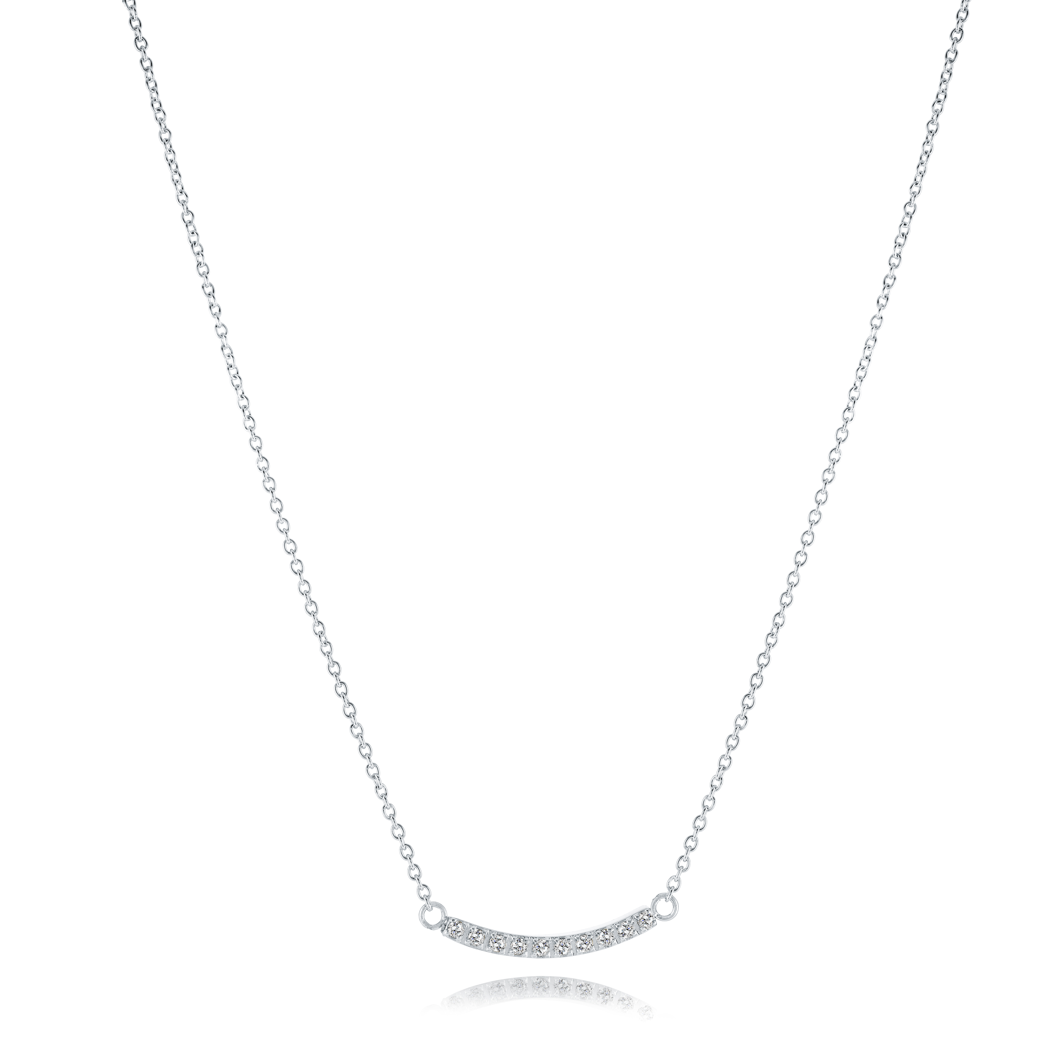 Collier acier avec barre courbe sertie de cubics zirconia