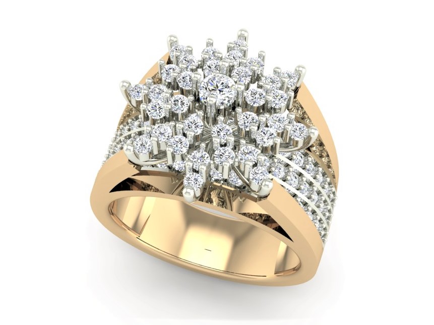 Bague or 14k motif flocon diamants laboratoire