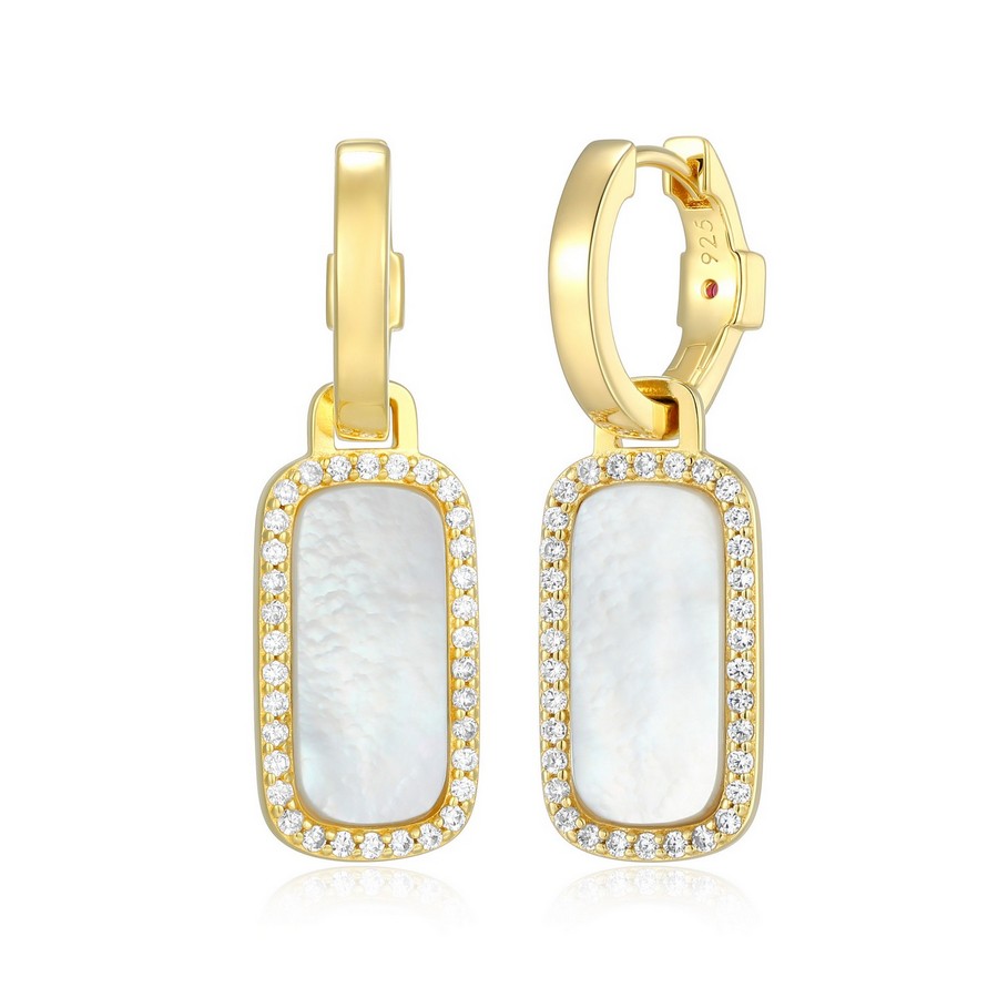 Boucles d'oreilles 925 plaqué or avec nacre et cubics