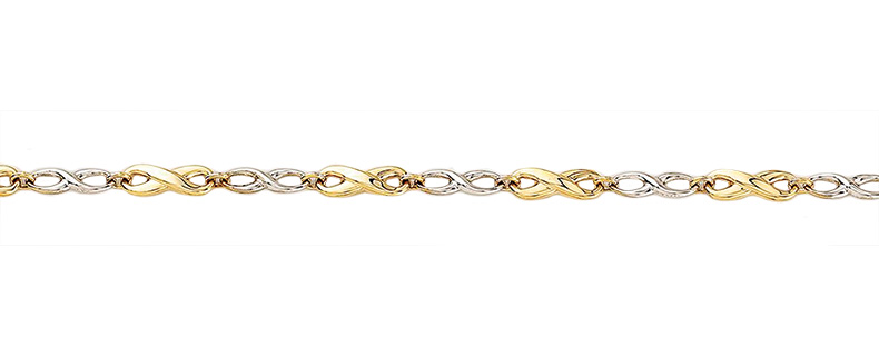 Bracelet or 10k 2 tons motifs infini