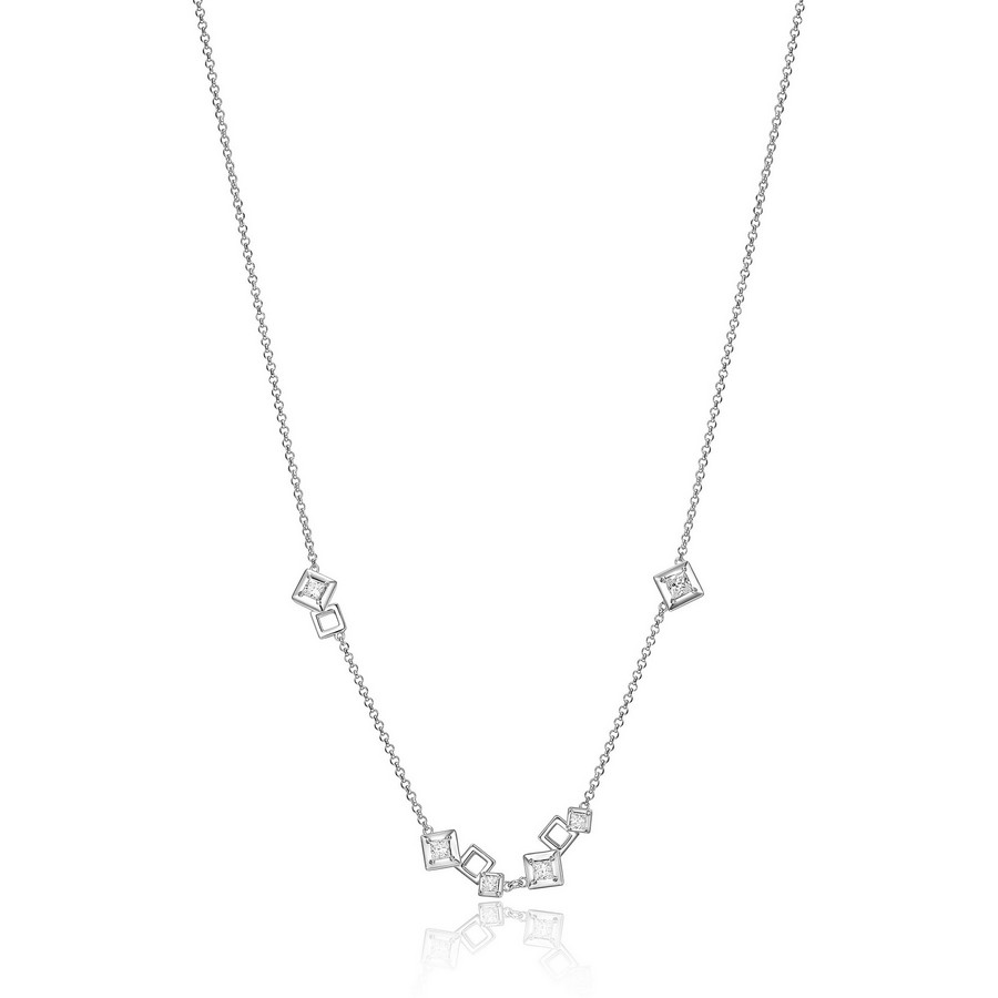 Collier à motif serti de pierres cubiques argent 925