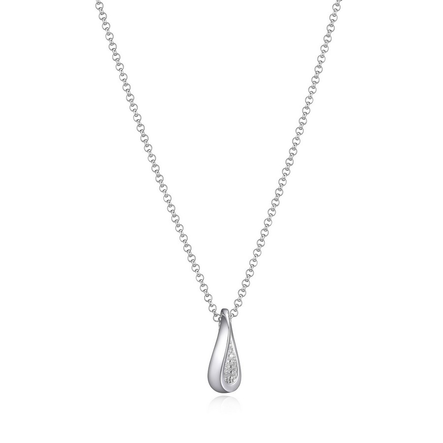 Ensemble chaîne et pendentif motif vague serti de cubiques