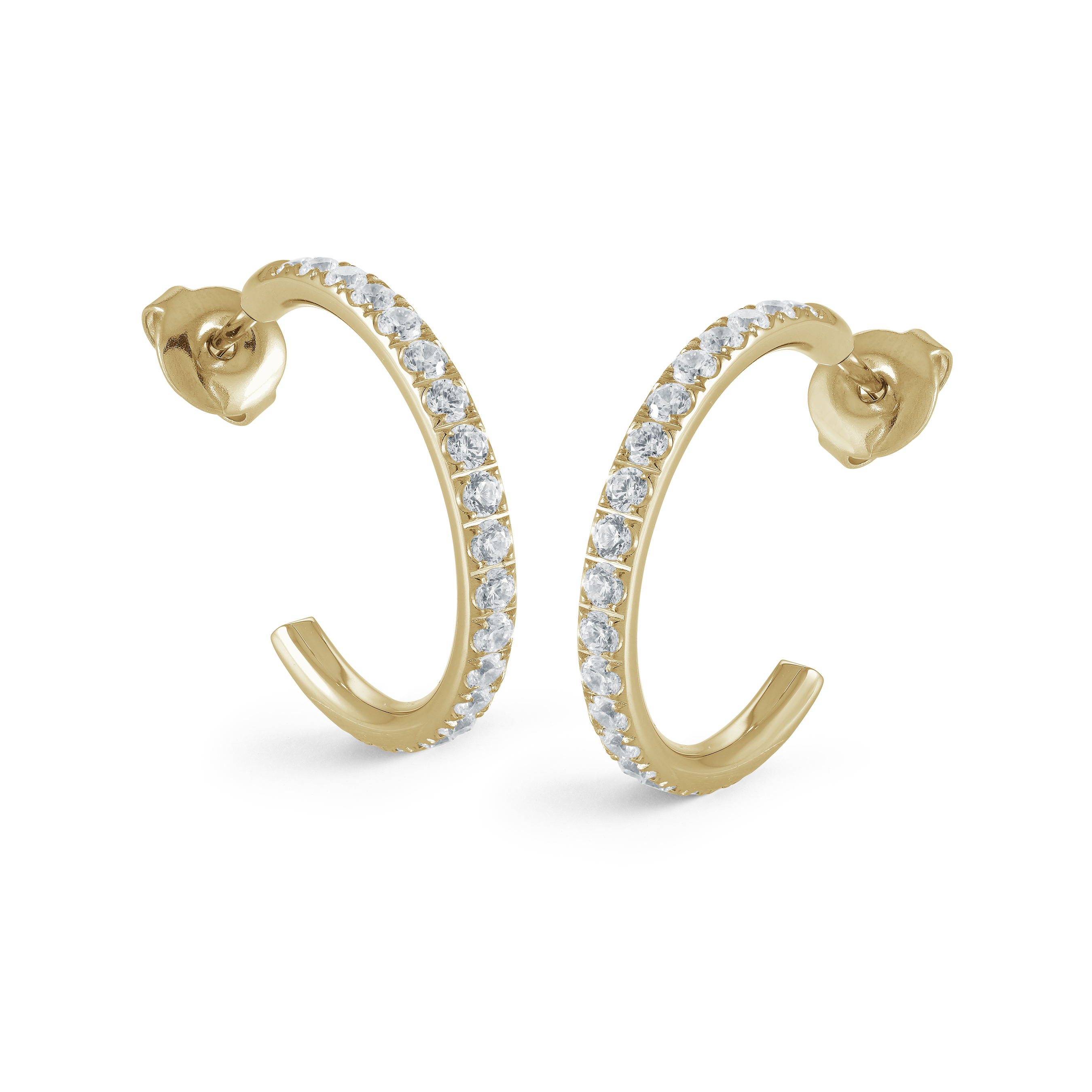 Boucles d' oreilles demi anneau plaqué or jaune