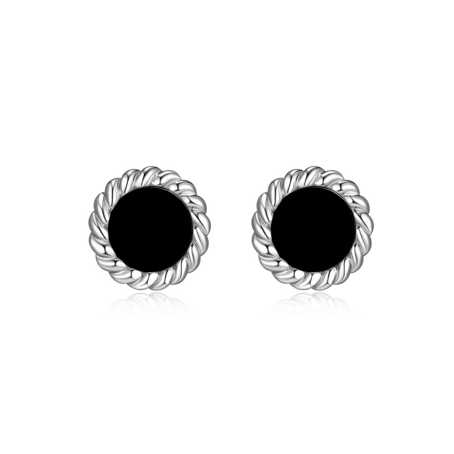 Boucles d'oreilles argent 925 avec véritable agate noire