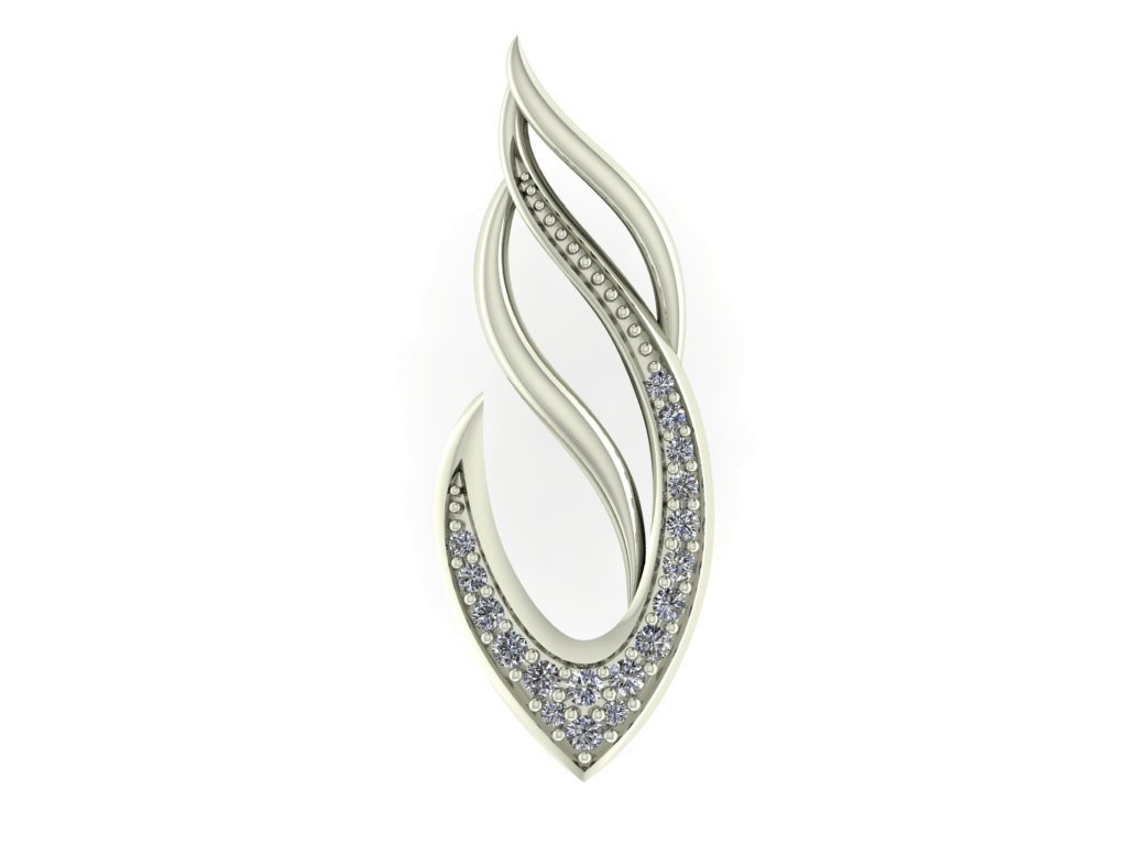 Pendentif or blanc 10k avec 18 diamants naturels