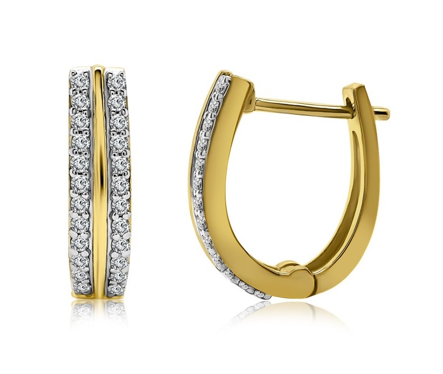 Boucles d'oreilles or jaune 10k avec diamants de laboratoire