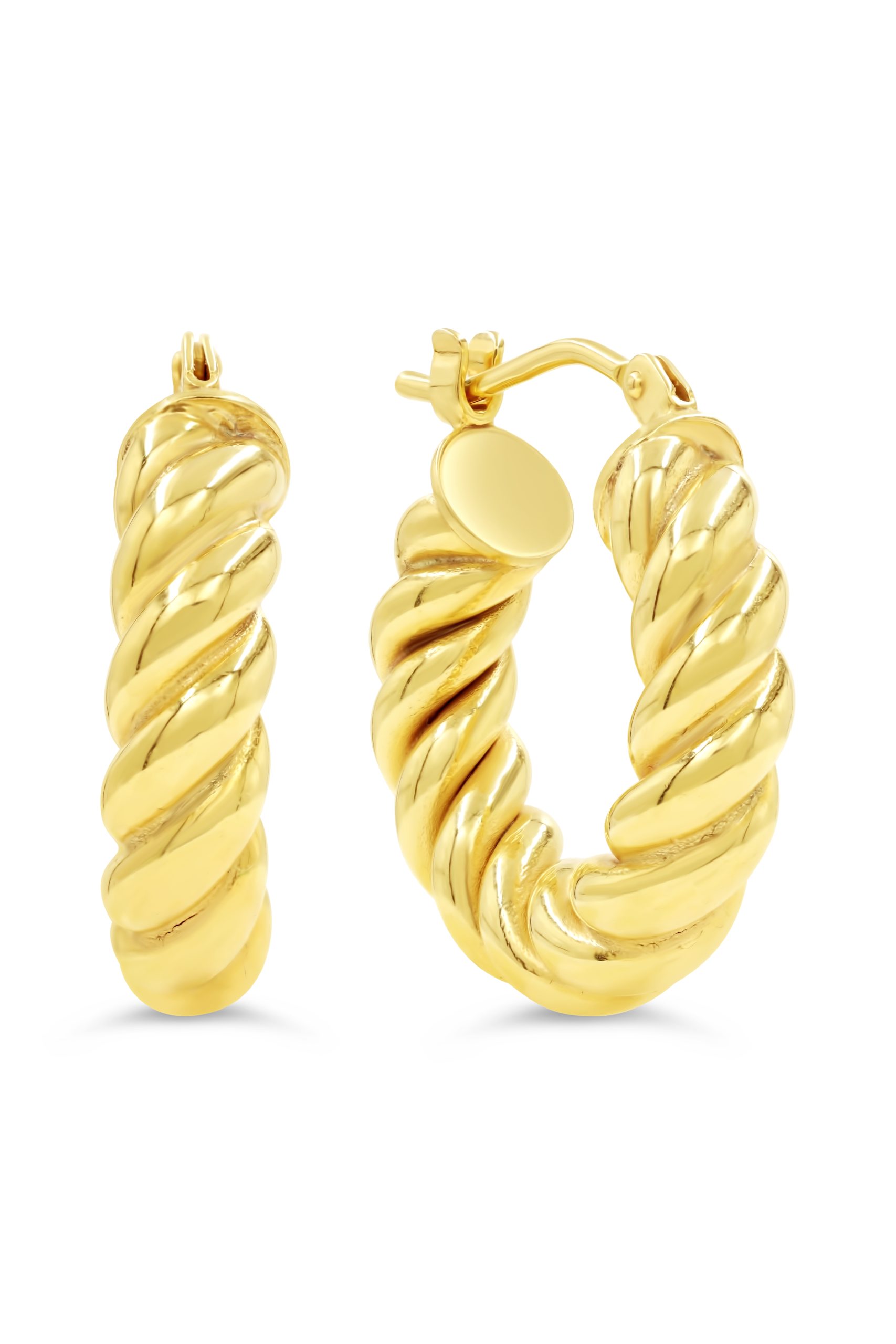 Boucles d'oreilles or jaune 10k anneaux torsadés