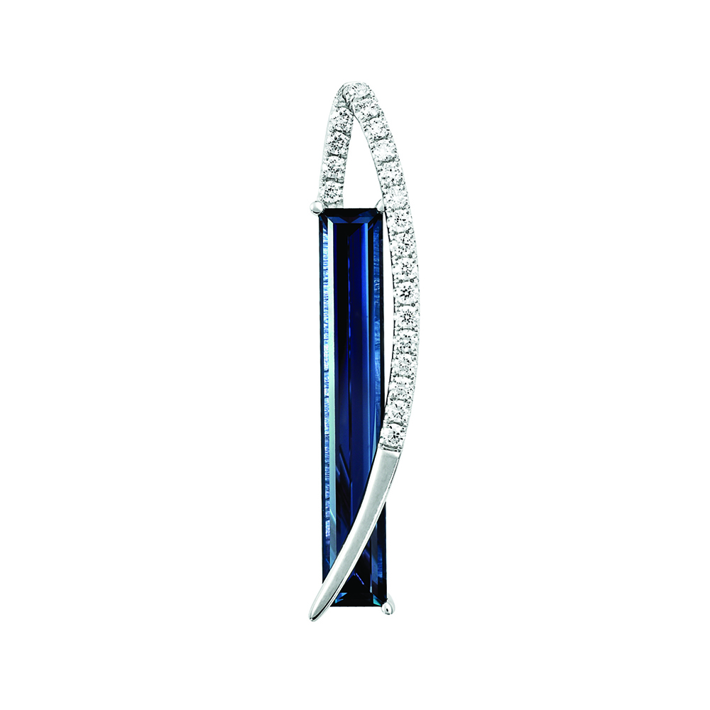 Pendentif or blanc 14k CHATHAM alexandrite et diamants laboratoire