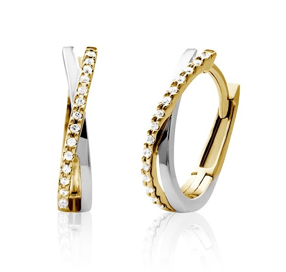 Boucles d'oreilles Huggies en or jaune 10k avec 46 diamant de laboratoire