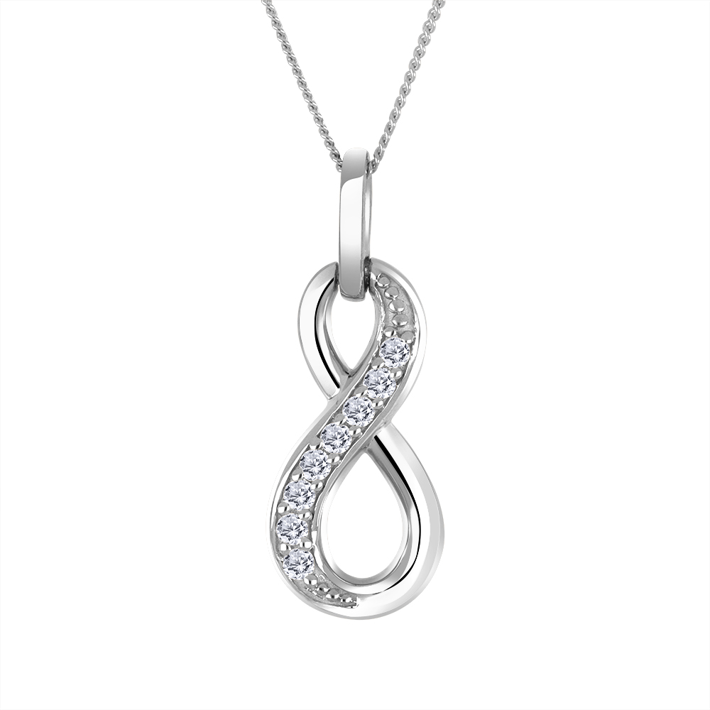Chaîne et pendentif argent 925 motif infini diamants de laboratoire
