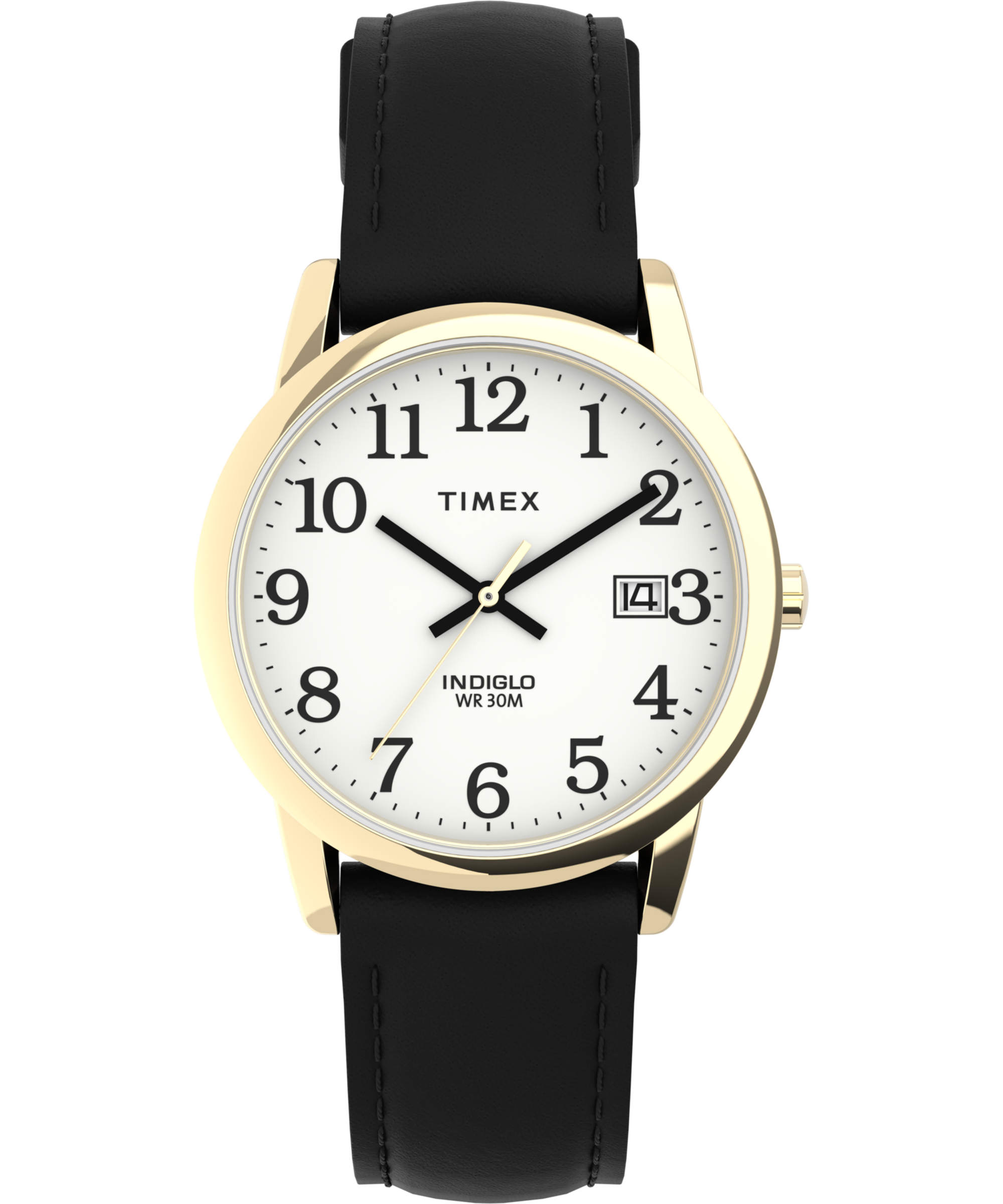 Montre Timex dame à quartz boitier doré fond blanc bracelet cuir