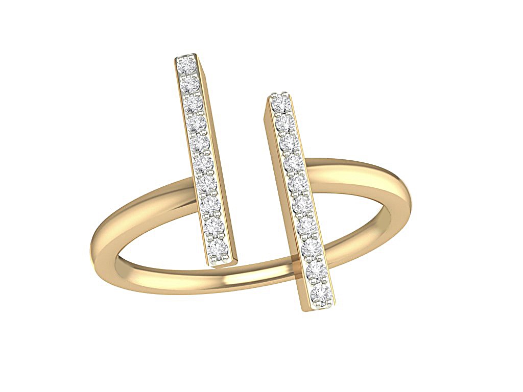 Bague contemporaine or 10k avec diamants naturels