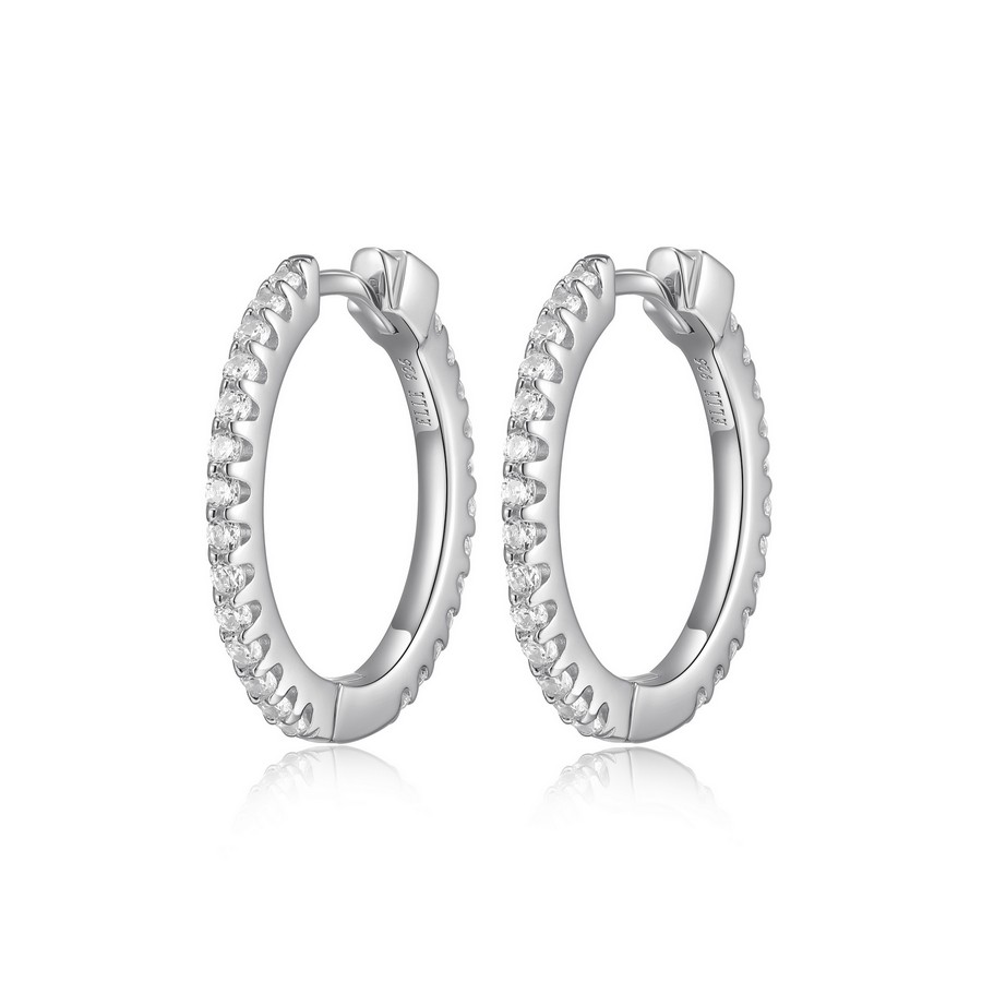 Boucles d'oreilles anneaux 925 avec cubics