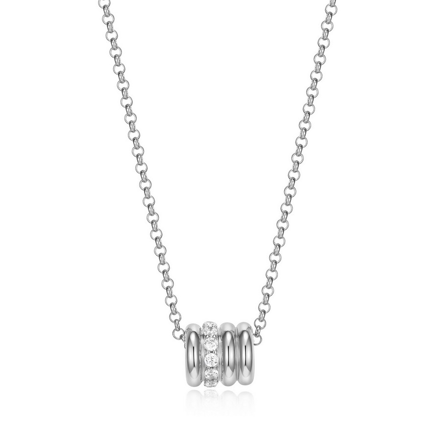 Ensemble chaîne et pendentif argent ligne Barillet avec cubics