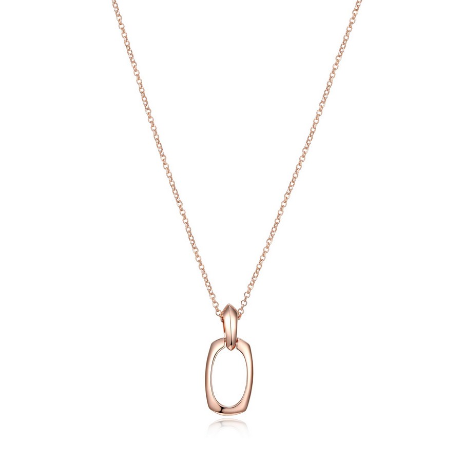 Collier argent cuivré, motif oval