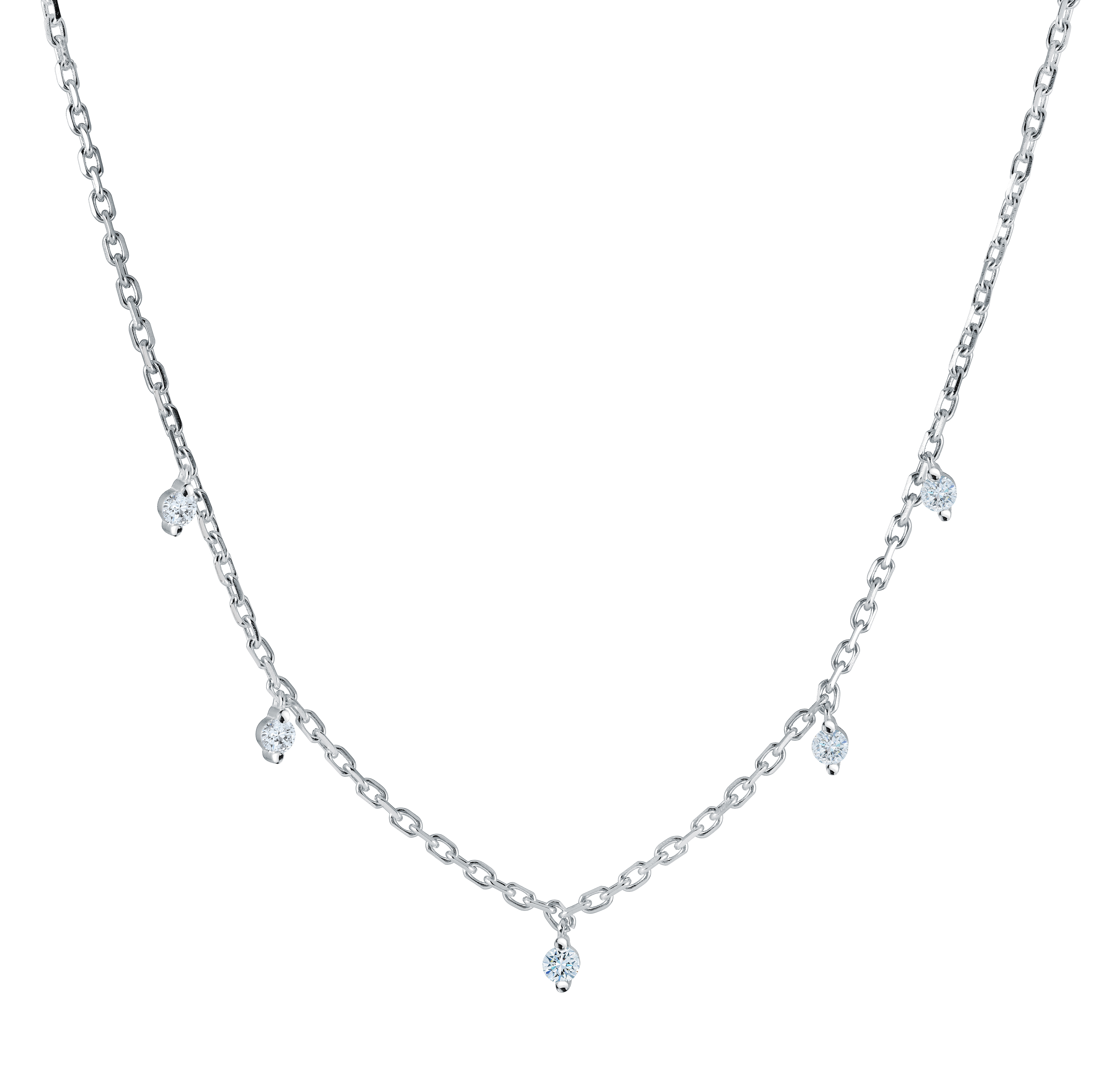 Collier acier 5 motif avec cubics
