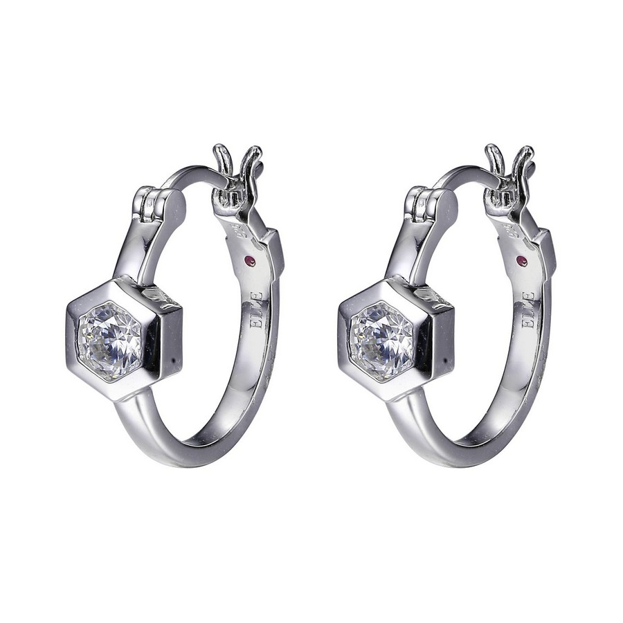Boucles d'oreilles ELLE argent 925 avec cubics ligne *Cadre*