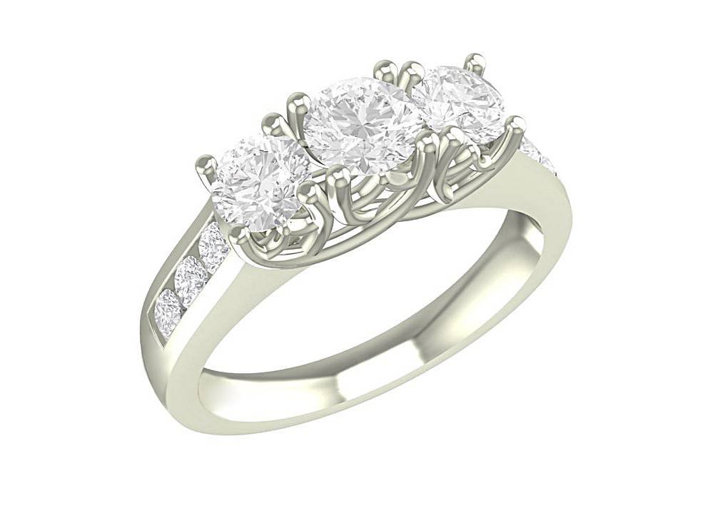Bague or blanc 14k trinité avec diamants de laboratoire