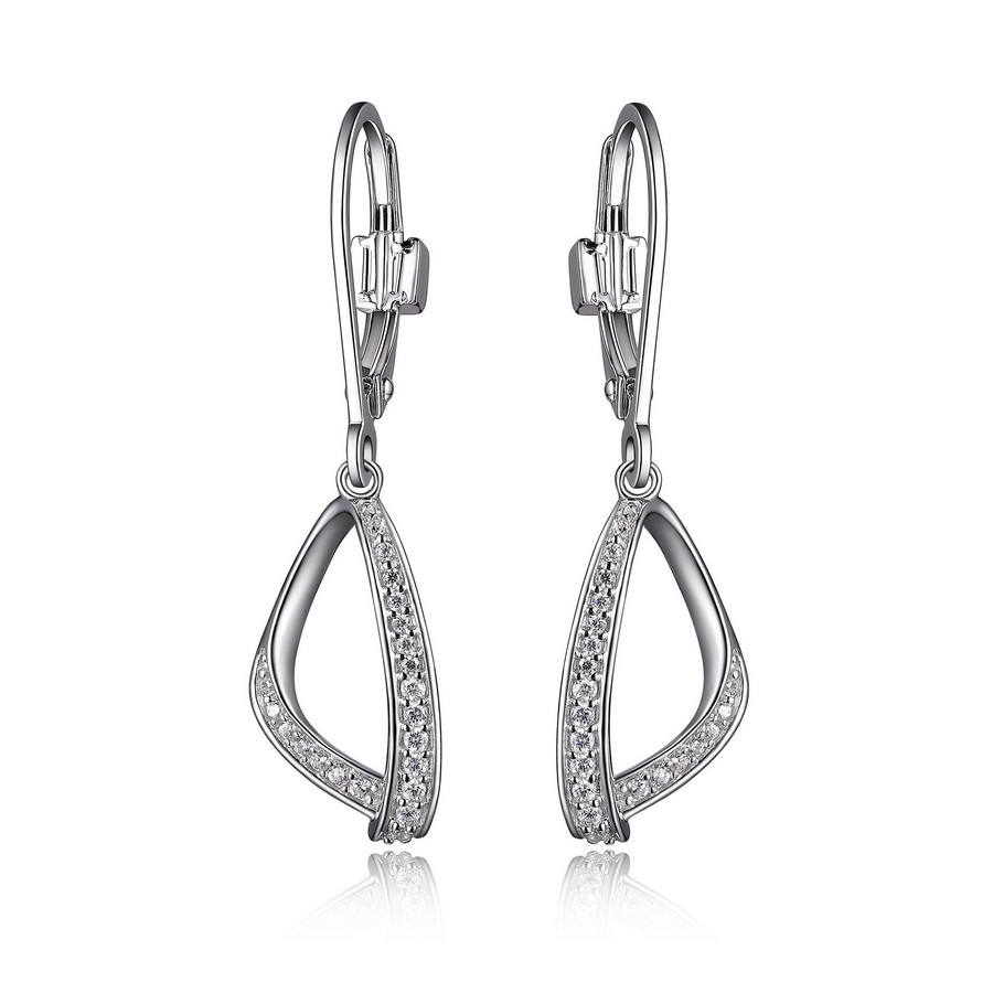 Boucles d'oreilles argent 925 pendant avec cubics