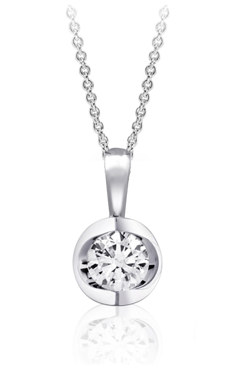 Pendentif et chaine or blanc 10k avec un diamant de laboratoire 0.50 ca