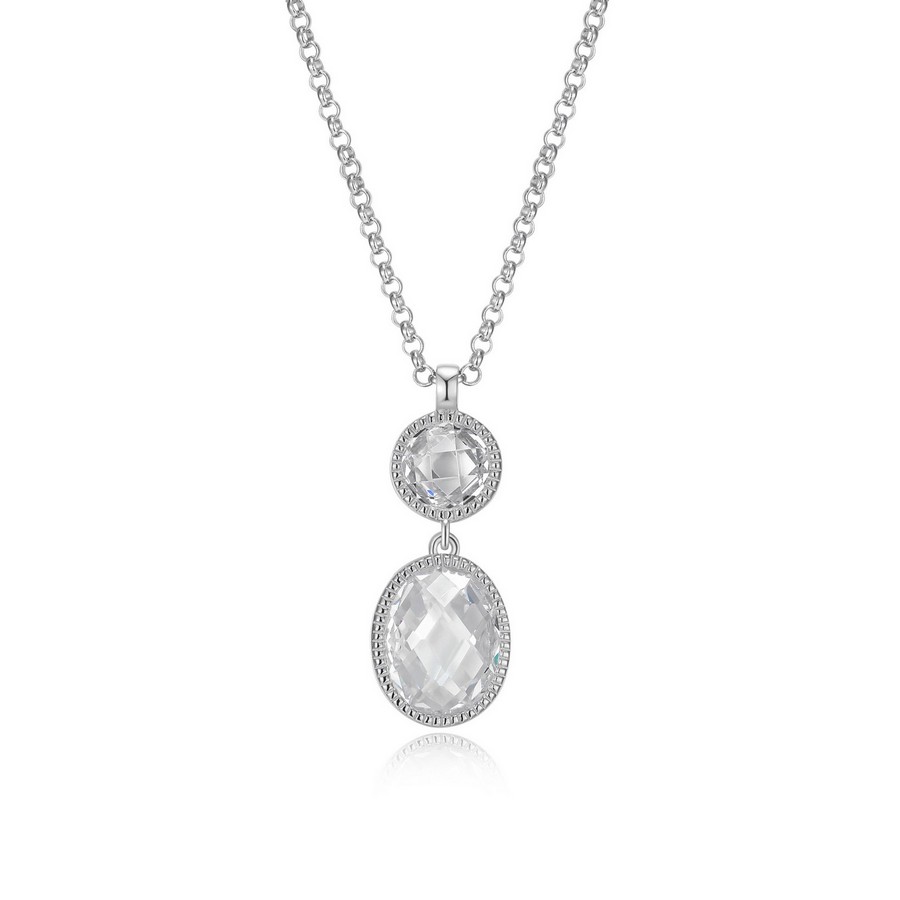 Ensemble chaîne et pendentif argent motif double cubics