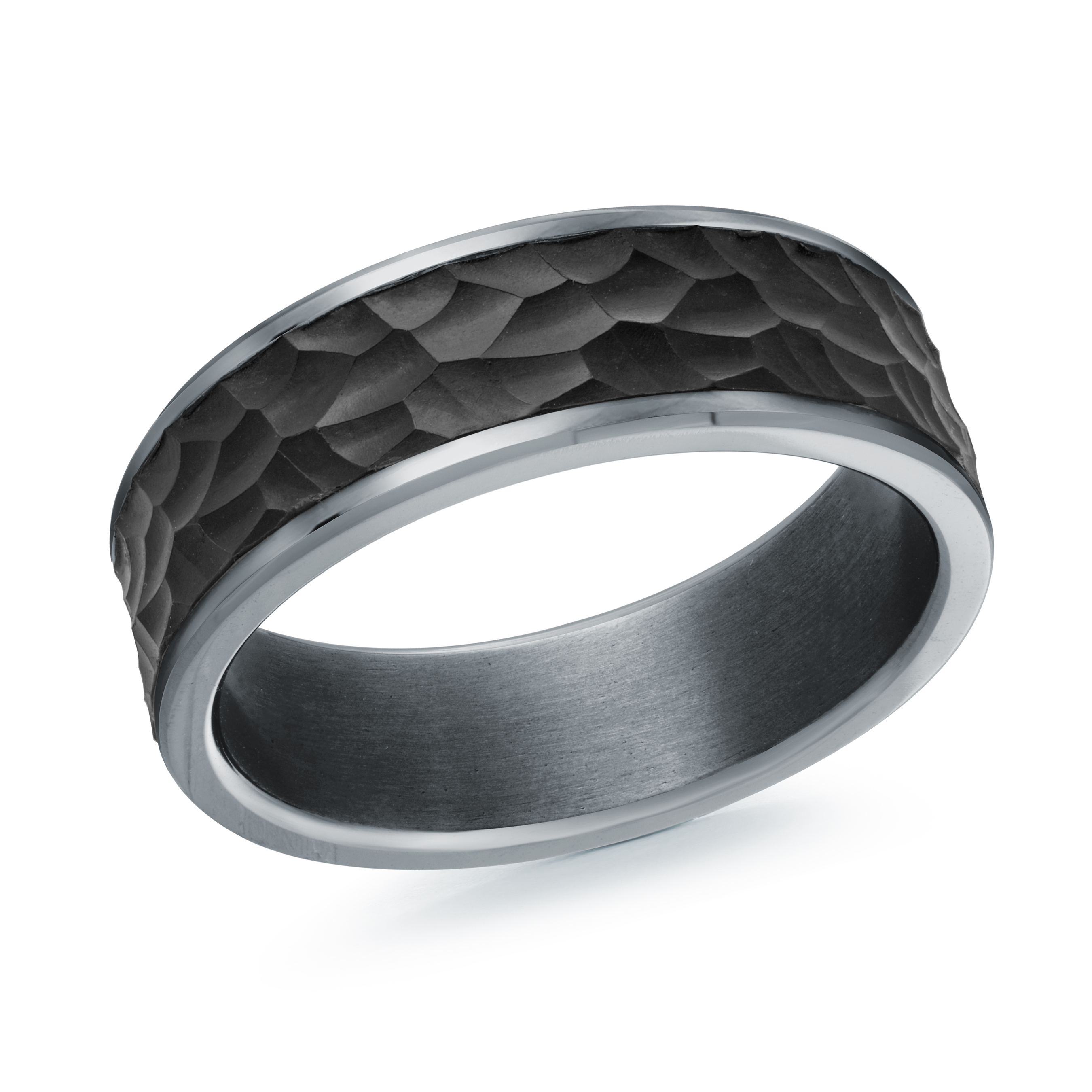 Jonc homme Tantalum texturé noir