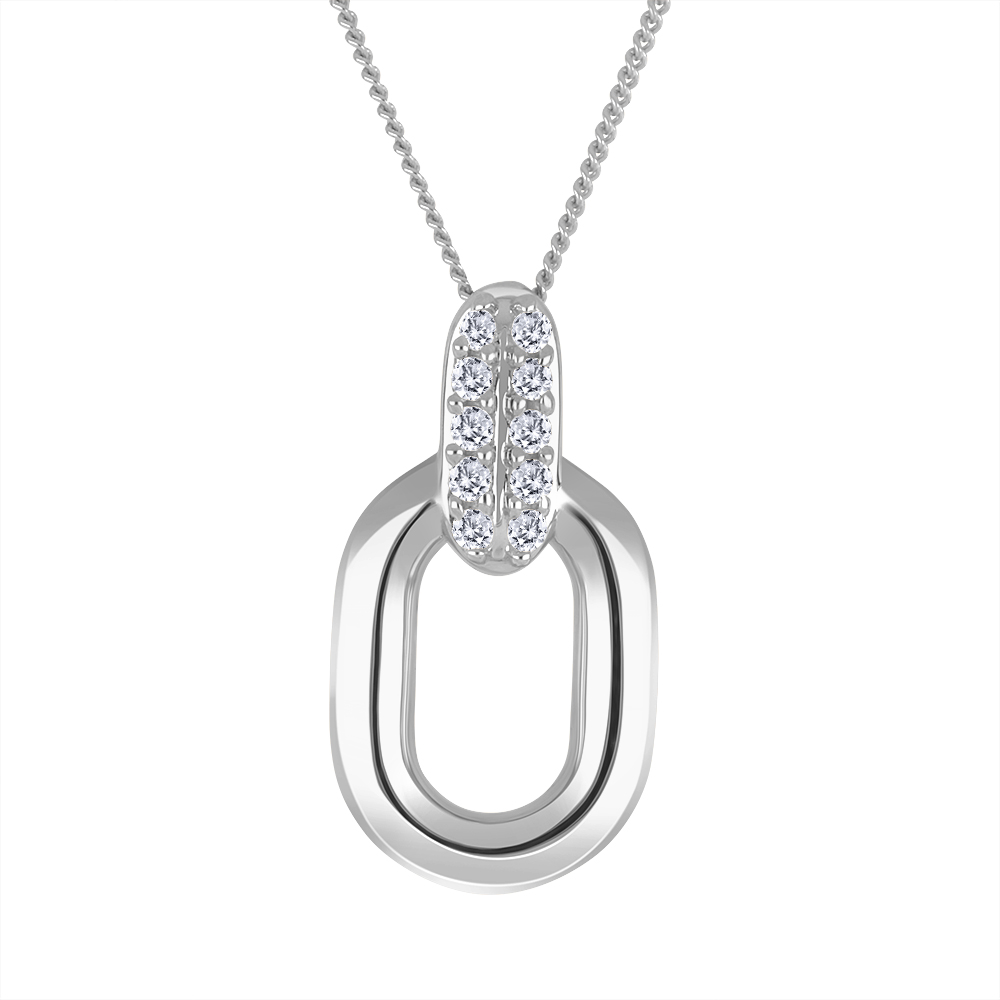 Chaîne et pendentif argent avec diamants de laboratoire