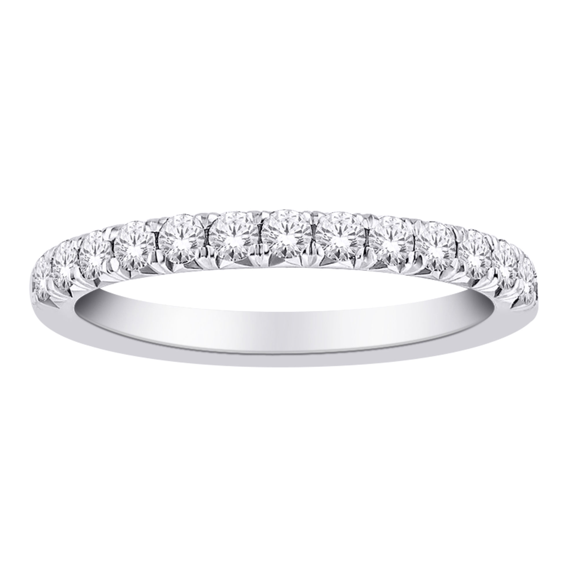 Jonc or blanc 14k semi eternity et diamants de laboratoire