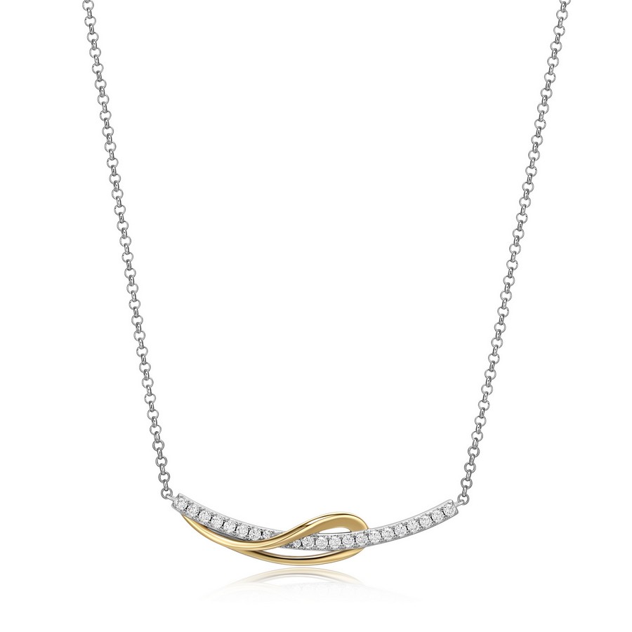 Collier plaqué or motif poire avec cubiques