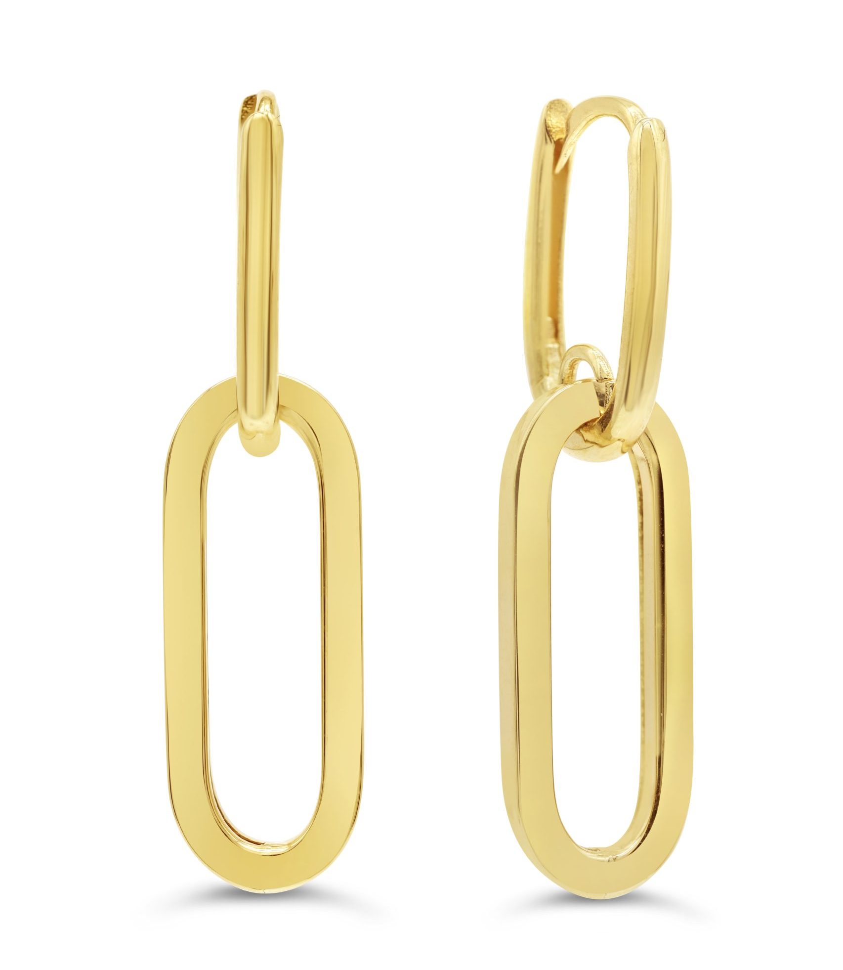Boucles d'oreilles pendants or jaune 10k motifs anneaux allongés