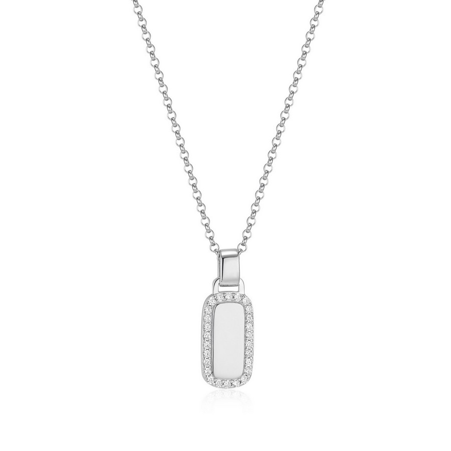 Ensemble 925 chaîne et pendentif rectangulaire et cubics