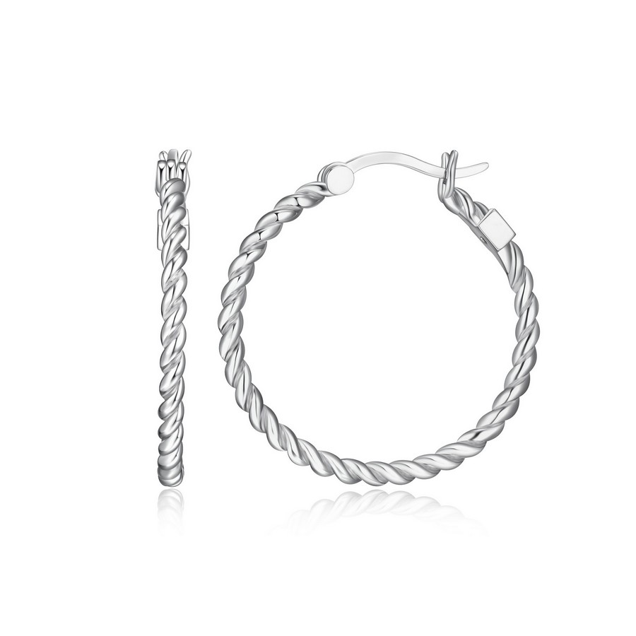Boucles d'oreilles argent 925 anneaux twistés ligne Nautical