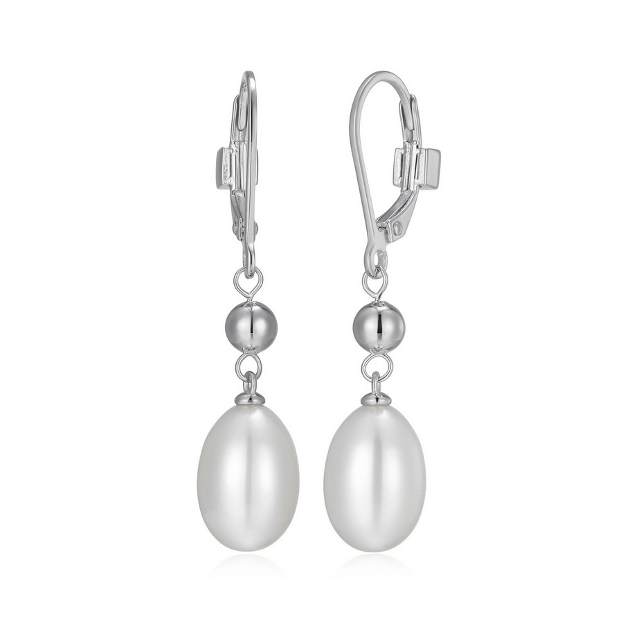 Boucles d'oreilles 925 pendantes avec perles blanches