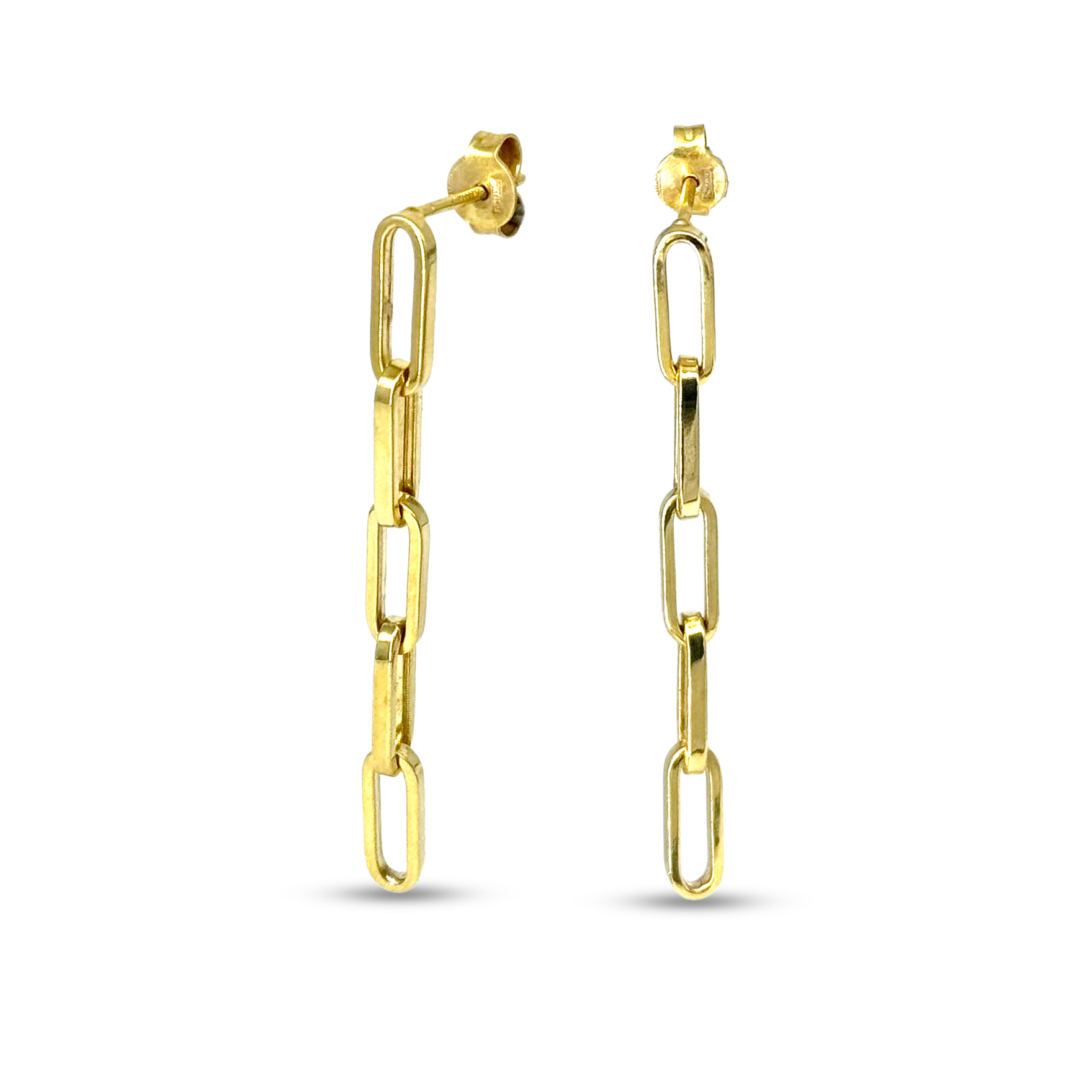 Boucles d'oreilles or jaune 10k pendant 5 motifs paperclip