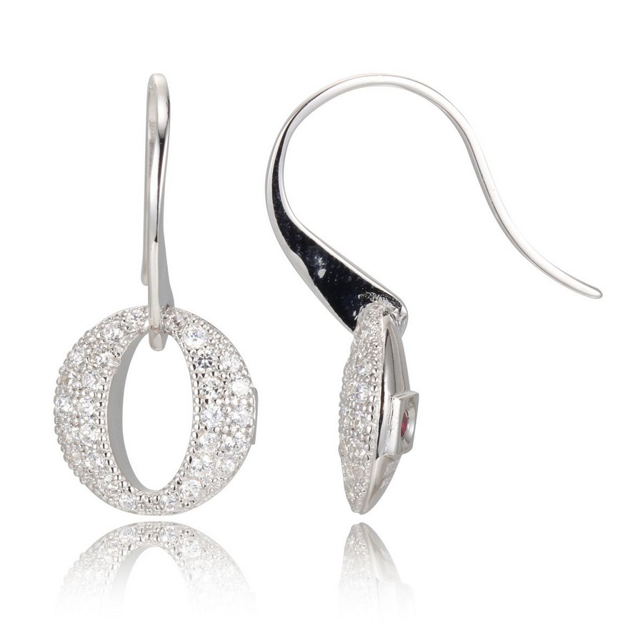 Boucles d'oreilles argent 925 crochet motif cercle serti de cubics