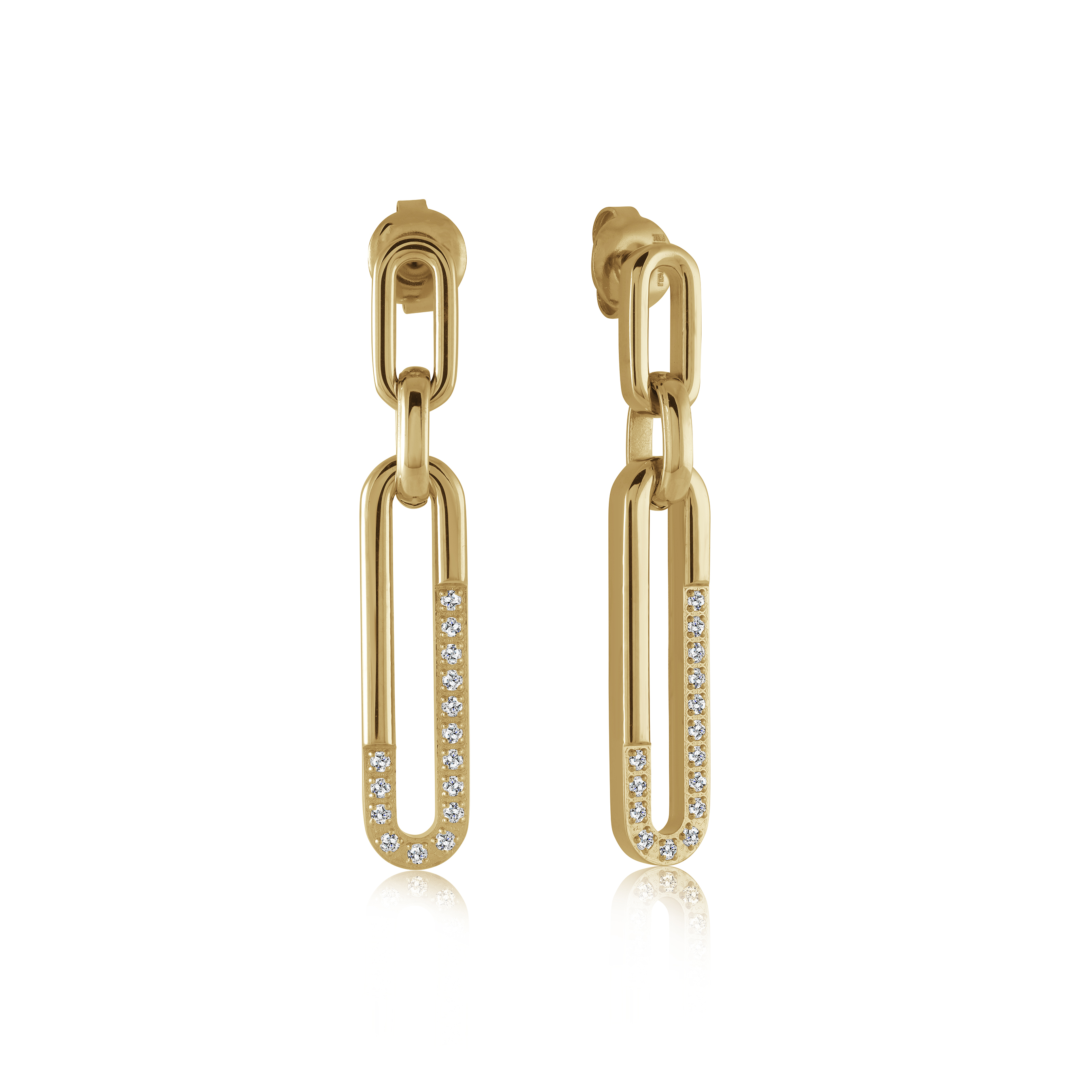 Boucles D'oreilles en acier plaqué or jaune DANGLE doré et oz