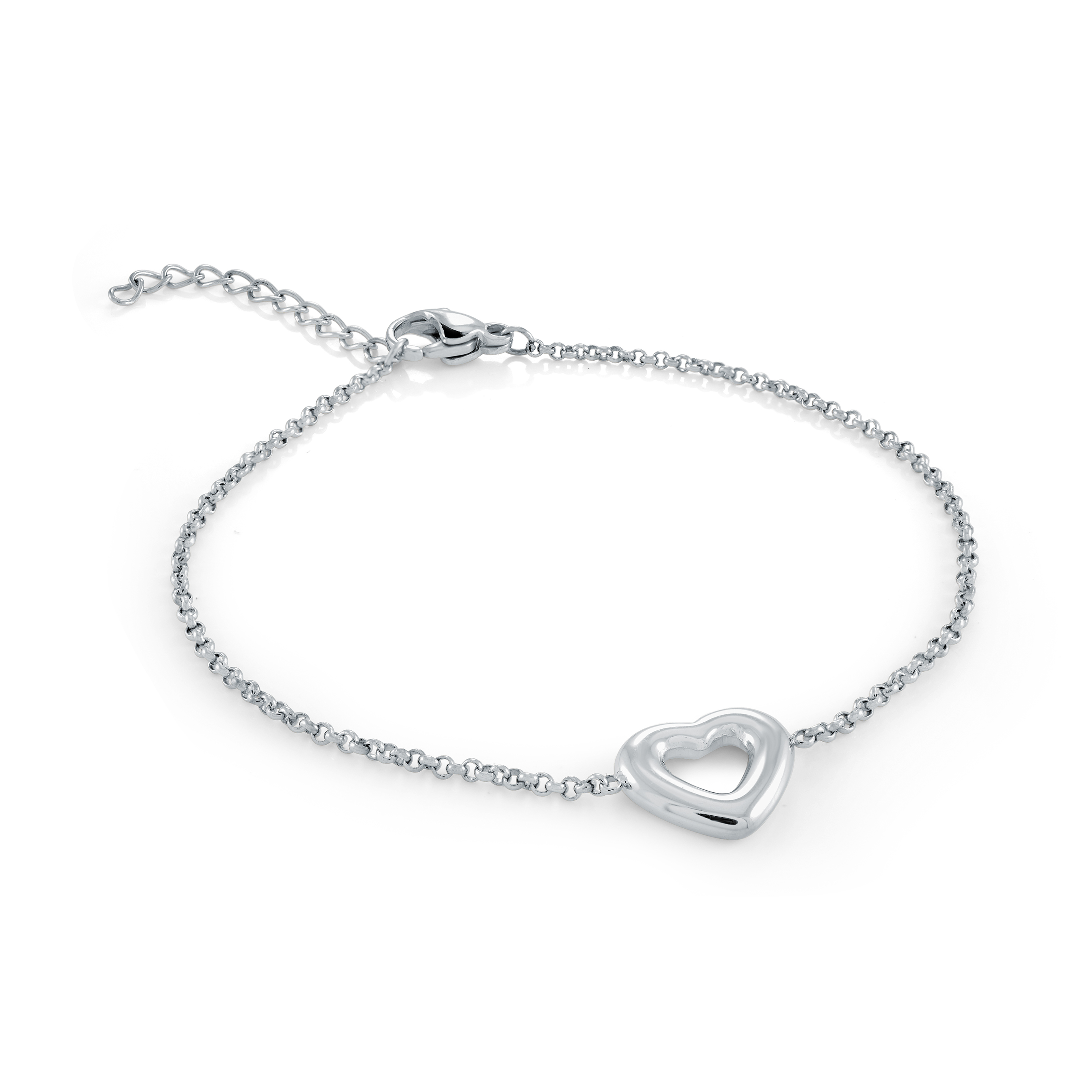 Bracelet en acier motif cœur soufflé